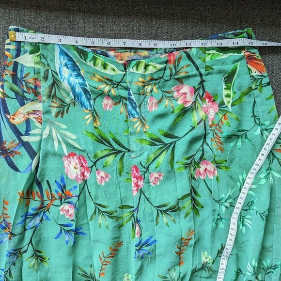 Wide Leg Flowy Green Floral Pants - El Corto Ingles Woman - Picture 8 of 13